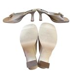 90'S VINTAGE Y2K L.E.I. SATIN CHAMPAGNE NUDE BOW RHINESTONE SANDALS 7.5 LIKE NEW Silver Photo 4