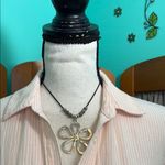 Hippie Rose  Cream & peach 🍑 Button Down Shirt w/ Collar Photo 1