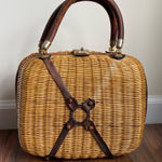 VTG Lesco Lona Wicker and Leather Handbag *Damaged* Tan Photo 0