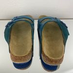 Birkenstock Two Tone Blue Leather Arizona Dual Strap Summer Slip On Sandals Photo 4