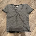 Glitz Striped Henley Short Sleeve Top Photo 0