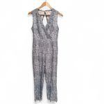 Foxiedox NWT  Ice Blue Floral Lace Sleeveless V-Neck Jumpsuit Size Small Photo 2