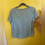 Old Navy Light Blue Floral V-Neck Tee Photo 2
