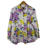 Talbots  Classic Cotton Shirt Floral Bouquet Size 2X Button Down Preppy Bloomcore Photo 1