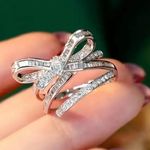 NEW Sz 7 Silver Coquette Bow Shaped Ring, Coquette Jewelry, Bow Jewelry Photo 2