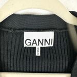 Ganni  Melange Knit Cardigan Size XS Black Ribbed Minimalist Classic Photo 6