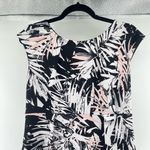 Connected Apparel Palm Leaf Print Ottoman Sheath Dress Black Pink Size 14 Photo 2