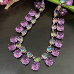 INC  International Concepts Stunning Purple Double Row Crystal Statement Necklace Photo 5
