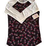 LuLaRoe  Randy Top Small White Baseball Tee Patriotic Hat‎ Print NWT Photo 0