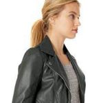 Guess ππ Faux Leather Hooded Moto Jacket Zip Front Scuba ~ Hunter Green XL NWT Photo 3