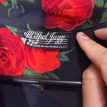 All that jazz Vintage  Black Red Rose Print Short Sleeve Midi Dress Size SM Photo 3