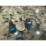 Vintage Judith Jack Sterling Earrings Natural Blue Topaz Triangle Hallmark Rare Photo 1