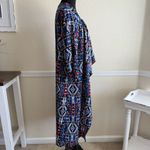 LuLaRoe Boho Western Aztec Drape Layering Medium Southwestern Festival Blue Red Kimono M Photo 1