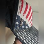 Source Unknown American Flag Hat Cap Women’s Adjustable Denim Red White Stars Snap Back Sequin Photo 10