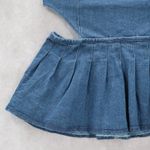 Spoon Jeans Blue Cutout Zip Mini Cotton Denim Pleated Flare Y2K Skirt L Large Photo 3