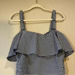 Kona Sol one piece swimsuit gingham plaid ruffle preppy classic removeable straps beach Photo 3