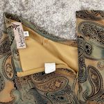 TALUSA ROSE Vintage 90s Tan Blue Paisley Dropped Waist Low Rise Wide Leg Pants Multiple Photo 7