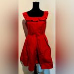 Miu Miu  Prada 2010s Red Tafetta Sleeveless Ruffled Hidden Pocket Dress 44/8 Photo 1