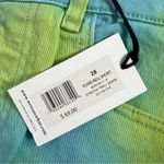 We Wore What  Flare Bell Shorts in Green/Blue Tie-Dye Stretch Twill Denim Sz 28 NWT Photo 3