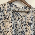 Beach Lunch Lounge Sleeveless Floral Blouse White Blue Size L Photo 1