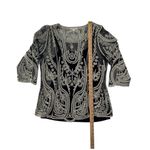 Ultra Pink  Black and Cream Gold Sheer Embroidered 3/4 Sleeve Tank Blouse Large Photo 9