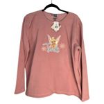 Disney  Tinkerbell Pink Fleece Long Sleeve Sweatshirt Top Women's Large Photo 0