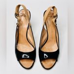 Giuseppe Zanotti Black Patent Leather Tan Slingback Open Toe Heels Sandals Shoes Photo 1