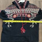 ZARA Women Black Beaded Boho Embroidered Cropped Hooded Sweater S Photo 9