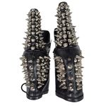 Jeffrey Campbell Spike Black Leather Silver Metal Spike Stud Platform Laceup Shoe Boots Sz 6.5 Photo 13