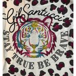 NWT Gil Santucci M L Mini Dress One Shoulder Sheath Stretch Jersey Tiger Ivory White Size L Photo 3