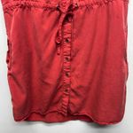 Blue Rain Short Sleeve Button Down Women's Shirt Red Orange Dress Size Medium Photo 4