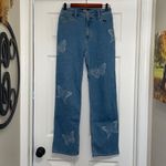 Hollister  Ultra High-Rise Dad Jean LightâWash Butterfly Print Wide Leg,âNWOT Photo 0