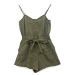 Aerie Olive Cotton Smocked Romper XS Pockets Spaghetti Straps Boho Hippie Photo 1