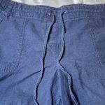 Talbots Elastic Waist Shorts Womens 12 Navy Blue Embroidered Hem Drawstring Photo 1