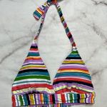 Anne cole  Painted Stripe Banded Halter Bikini Top Size D White Purple New Photo 1