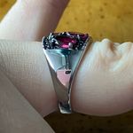 Raspberry Rhodolite Garnet Black Spinel Sterling Silver Ring Size 6 Red Photo 2