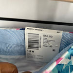 Crown & Ivy  Caroline Multicolor‎ Blue Ikat Shorts Stretch Twill Flat Front Photo 7