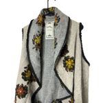 Vintage Concept Cardigan L Cream/Gray Wool Waterfall‎ Sweater Raised Floral Knit Gray Size L Photo 1
