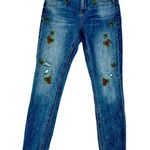 Lucky Brand Women's Jeans Ava Mid Rise Raw Hem Floral Embroidery Skinny Jeans 0 Photo 2