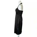 Papell Boutique PAPELL Women's Boutique 90s Knee Length Dress Satin Sz 10 Halter Strap Black Photo 2