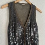 Fossil Vintage  Olive Green Vest Button Up Sequin Festival Boho Indie Large Y2K Photo 1