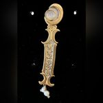 VTG Bar Brooch Gold Over 925 Double Crescent Moon Pearl And Moonstone Elegant Photo 1