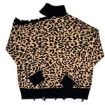 Lovers + Friends Distressed Arlington Leopard Print Turtleneck Sweater Top Photo 2