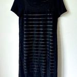 Lafayette 148  Black Striped Sheer Short Sleeve Dress with Slip XS Photo 0