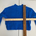Royal Blue Ribbed Mock Neck Cropped Sweater Bell Sleeve Buffalo Bills WomenSmall Photo 8