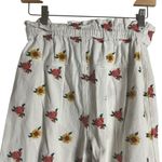 Farm Rio Mixed Flowers Embroidered White Tie Waist Straight Pants Size XS Photo 5