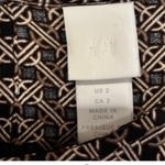 H&M HM Long Sleeve Black Brown Geometric Print Viscose Elastic Waist Mini Dress 2 Photo 4