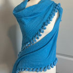 Rampage  Sky blue Square Scarf with Tassels EUC‎ Photo 0