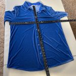 Soft Surroundings Shirt Womens L Blue Velvet Velour Boyfriend Button Front Tunic Photo 1