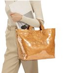 Camel Tan Plastic/Waterproof Tote Bag Medium Work Office Minimalist Carryall Photo 0